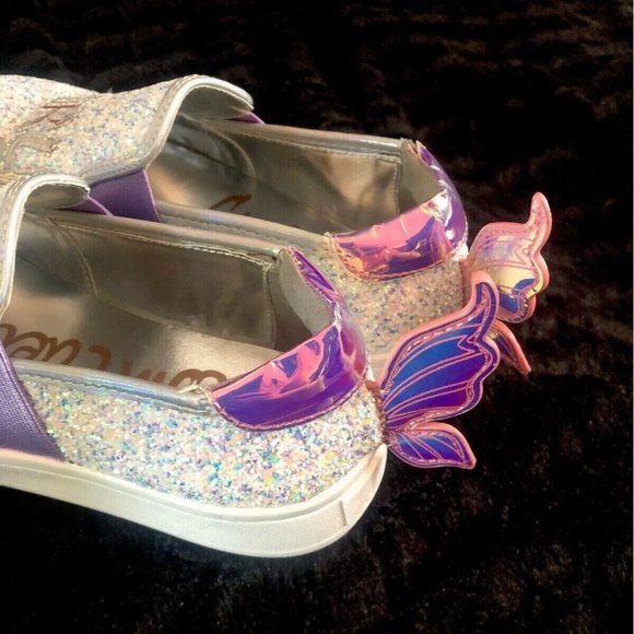 Sam Edelman Girls Slip On Glitter Fairy Sneakers/Iridescent Wings SZ: 2- - Picture 2 of 12